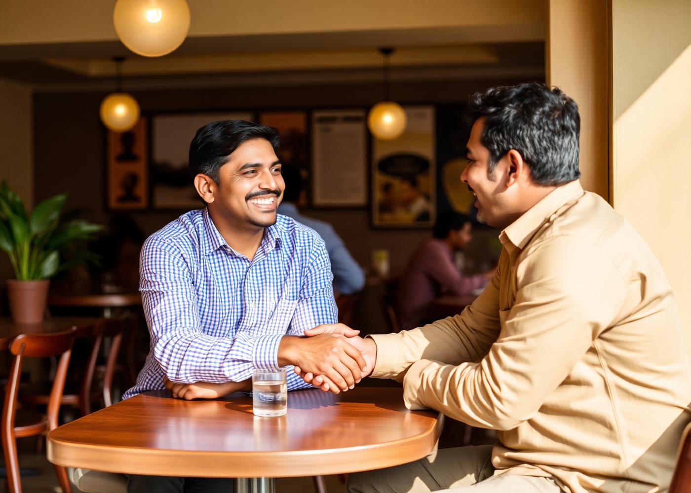 Two business owners meeting over coffee